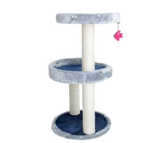 3 Level Real Wood Cat scratcher, x2905, Gray W Plush Perch | Scratchers | pethousekh