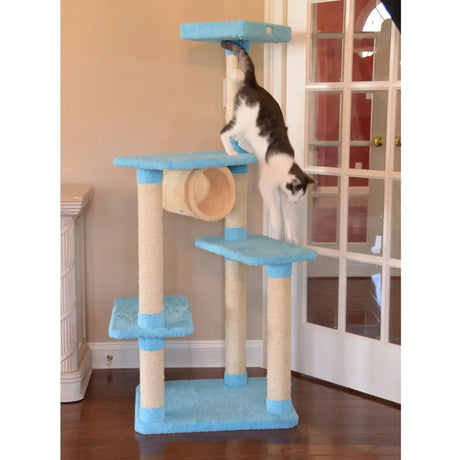 Armarkat Cat Climber, Real Wood Cat Junggle Tree Skyblue | Scratchers | pethousekh
