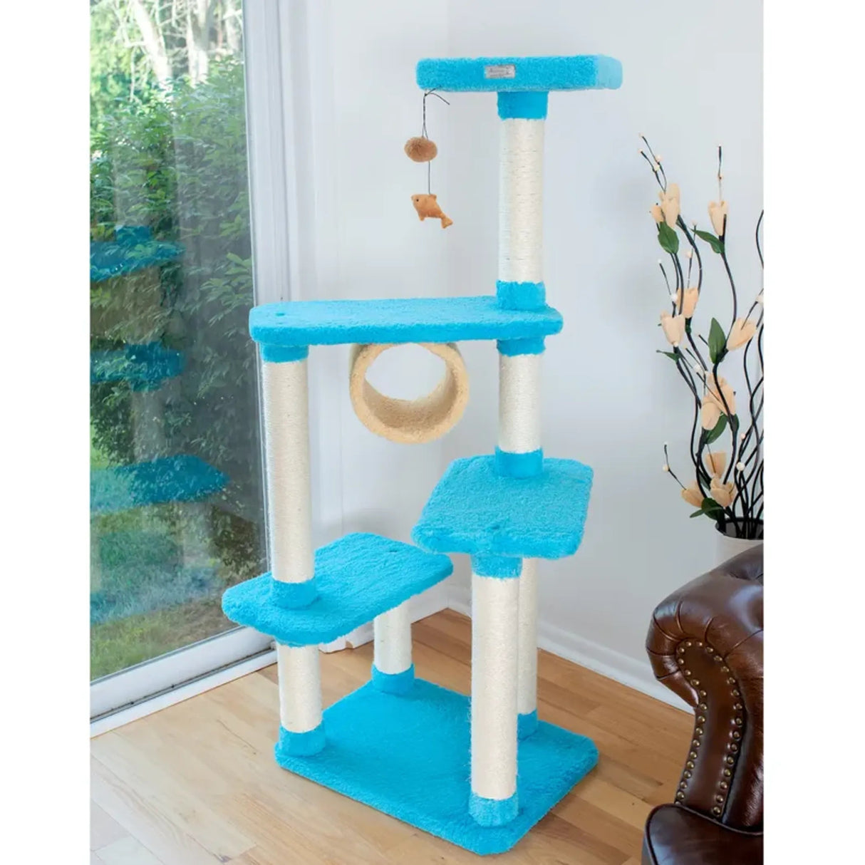 Armarkat Cat Climber, Real Wood Cat Junggle Tree Skyblue | Scratchers | pethousekh