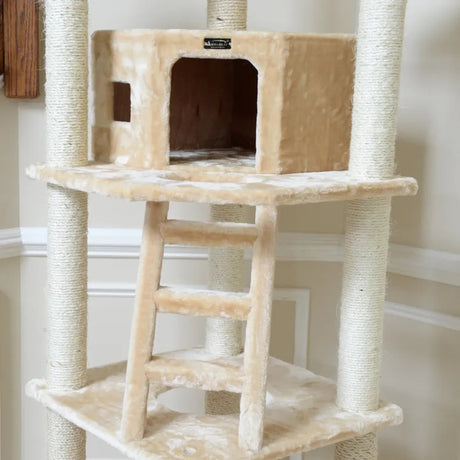 Armarkat Multi - function Real WOOD Cat Tower Beige | Scratchers | pethousekh