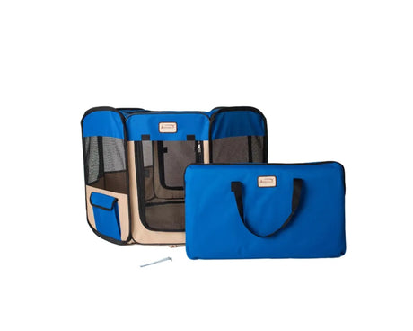Armarkat Portable Pet Playpen In Blue and Beige Combo | Pet Carriers | pethousekh