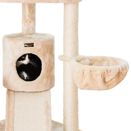 Armarkat Real Wood Spacious Thick Fur Cat Tower W Lounge | Scratchers | pethousekh