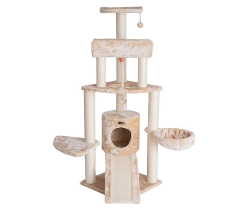 Armarkat Real Wood Spacious Thick Fur Cat Tower W Lounge | Scratchers | pethousekh