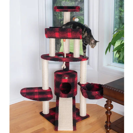 Armarkat Real Wood Spacious Thick Fur Cat Tower W Lounge | Scratchers | pethousekh