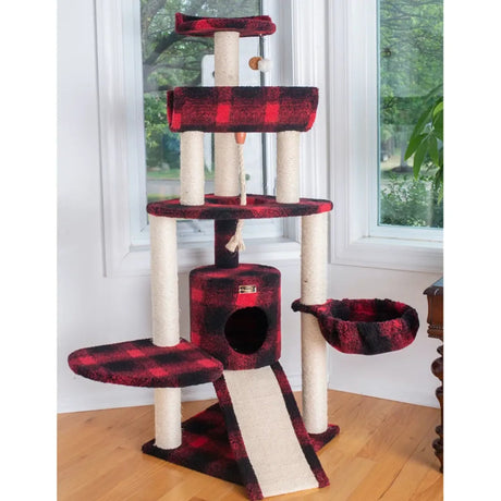 Armarkat Real Wood Spacious Thick Fur Cat Tower W Lounge | Scratchers | pethousekh