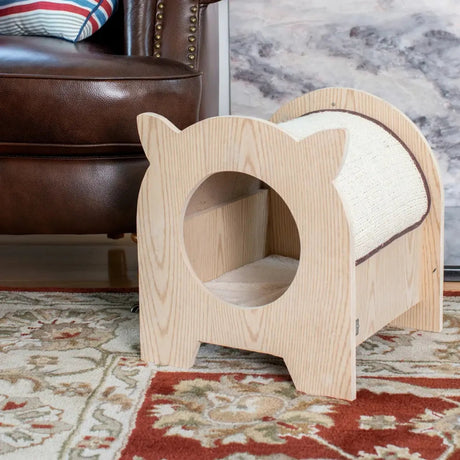Armarkat S1203 Premium Wood Cat Hideaway With Sisal | Scratchers | pethousekh