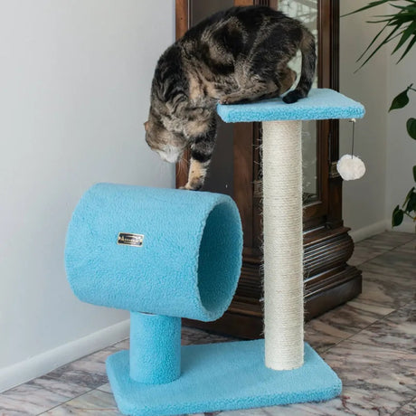 Armarkat Sky Blue 25 - Inch Cat Tree With Wood Scratcher | Scratchers | pethousekh