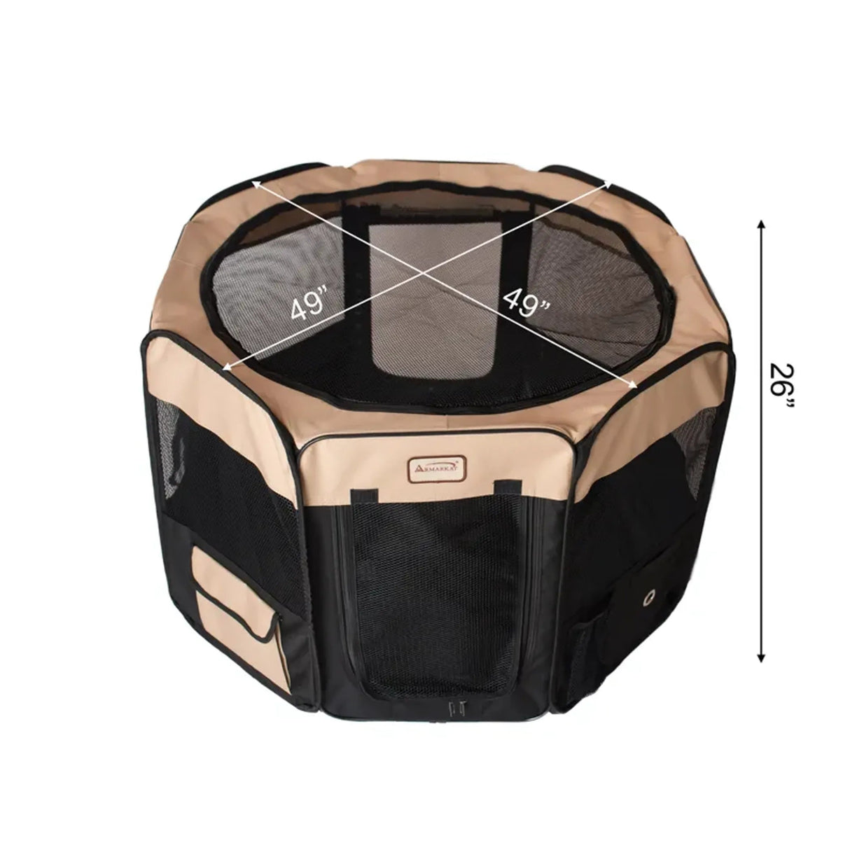 Armarkat XL Portable Pet Playpen Black Beige Combo | Pet Carriers | pethousekh