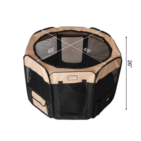 Armarkat XL Portable Pet Playpen Black Beige Combo | Pet Carriers | pethousekh