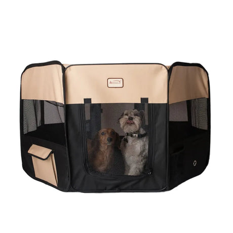 Armarkat XL Portable Pet Playpen Black Beige Combo | Pet Carriers | pethousekh