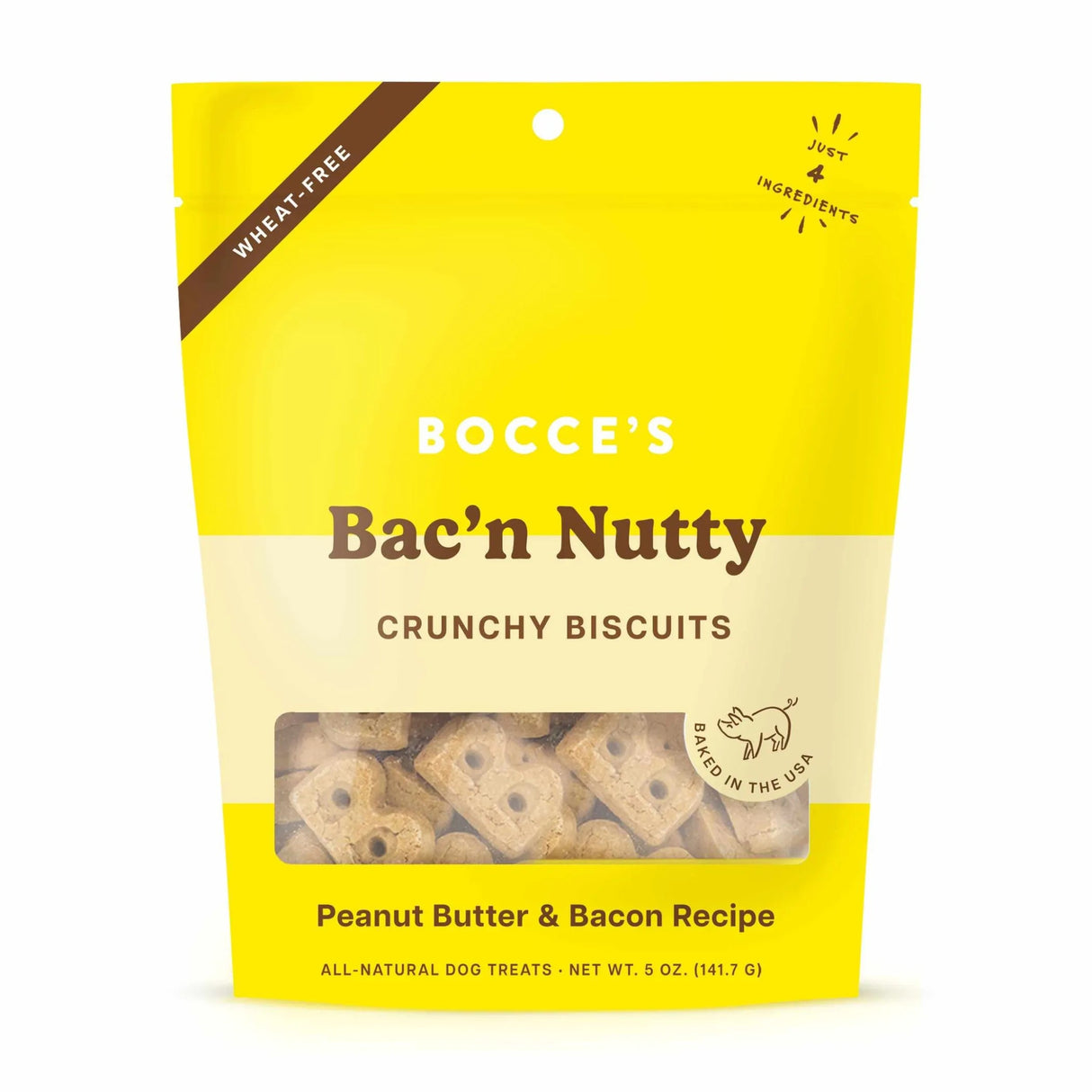 Bocce's Bakery Bac'N Nutty Biscuit Bags Dog Treats 5oz | Biscuits & Crunchy Treats | pethousekh