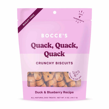 Bocce's Bakery Quack Quack Quack Biscuit Bags Dog Treats 5oz | Biscuits & Crunchy Treats | pethousekh