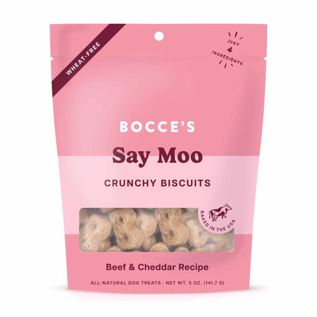 Bocce's Bakery Say MOOOO Biscuit Bags Dog Treats 5oz | Biscuits & Crunchy Treats | pethousekh