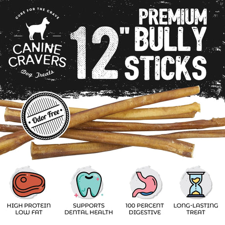 Canine Cravers Premium Odor - Free Beef Bully Stick, Thick Cut Dog Chew | Dog Treats | pethousekh