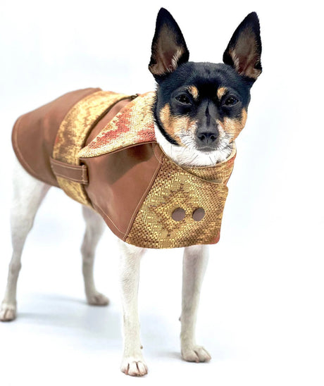 DCNY Vegan Faux Leather Southwest Coat | Dog Clothes | pethousekh