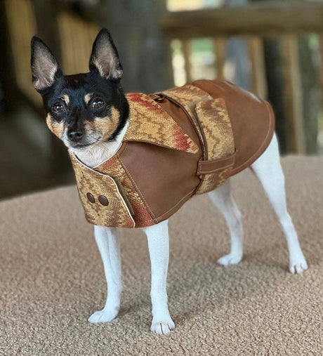 DCNY Vegan Faux Leather Southwest Coat | Dog Clothes | pethousekh