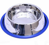 Etched Stainless Steel Dog Bowls with Blue Silicone Base | Food & Water Bowls | pethousekh