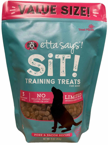 Etta Says! Sit! Dog Training Treats Bacon Recipe Value Bag 16oz | Soft & Chewy Treats | pethousekh