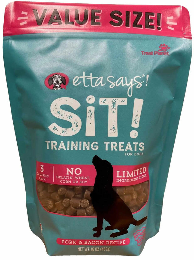 Etta Says! Sit! Dog Training Treats Bacon Recipe Value Bag 16oz | Soft & Chewy Treats | pethousekh