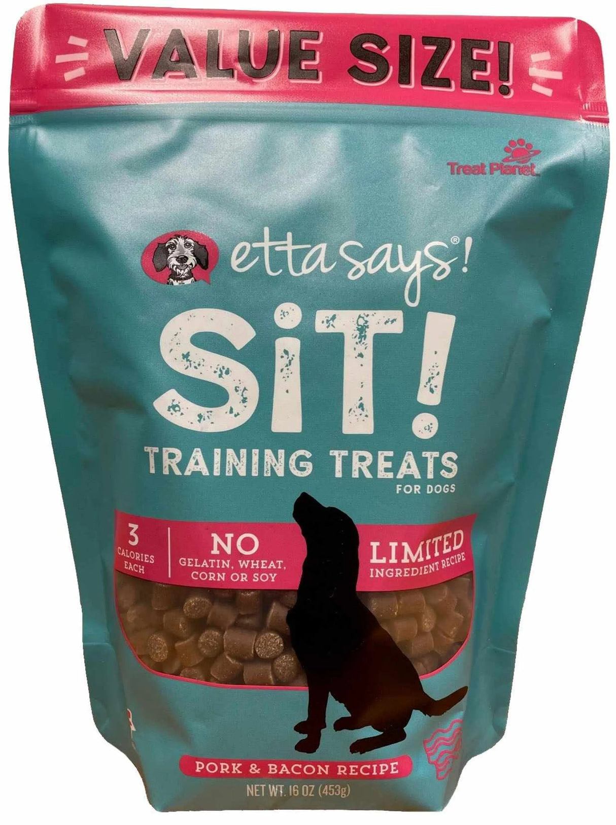 Etta Says! Sit! Dog Training Treats Bacon Recipe Value Bag 16oz | Soft & Chewy Treats | pethousekh