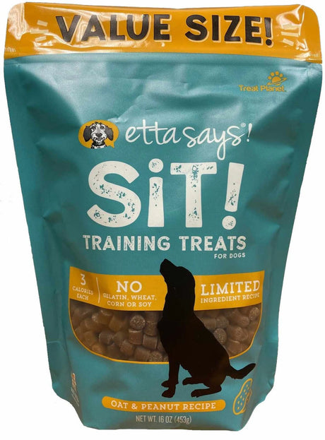 Etta Says! Sit! Dog Training Treats Peanut Butter Recipe Value Bag 16oz | Soft & Chewy Treats | pethousekh