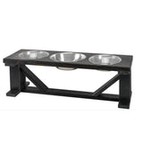 Farmhouse 3 - Bowl Elevated Dog Feeder Ebony Small, Black Base | Pet Feeders | pethousekh