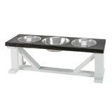 Farmhouse 3 - Bowl Elevated Dog Feeder Ebony Small, Black Base | Pet Feeders | pethousekh