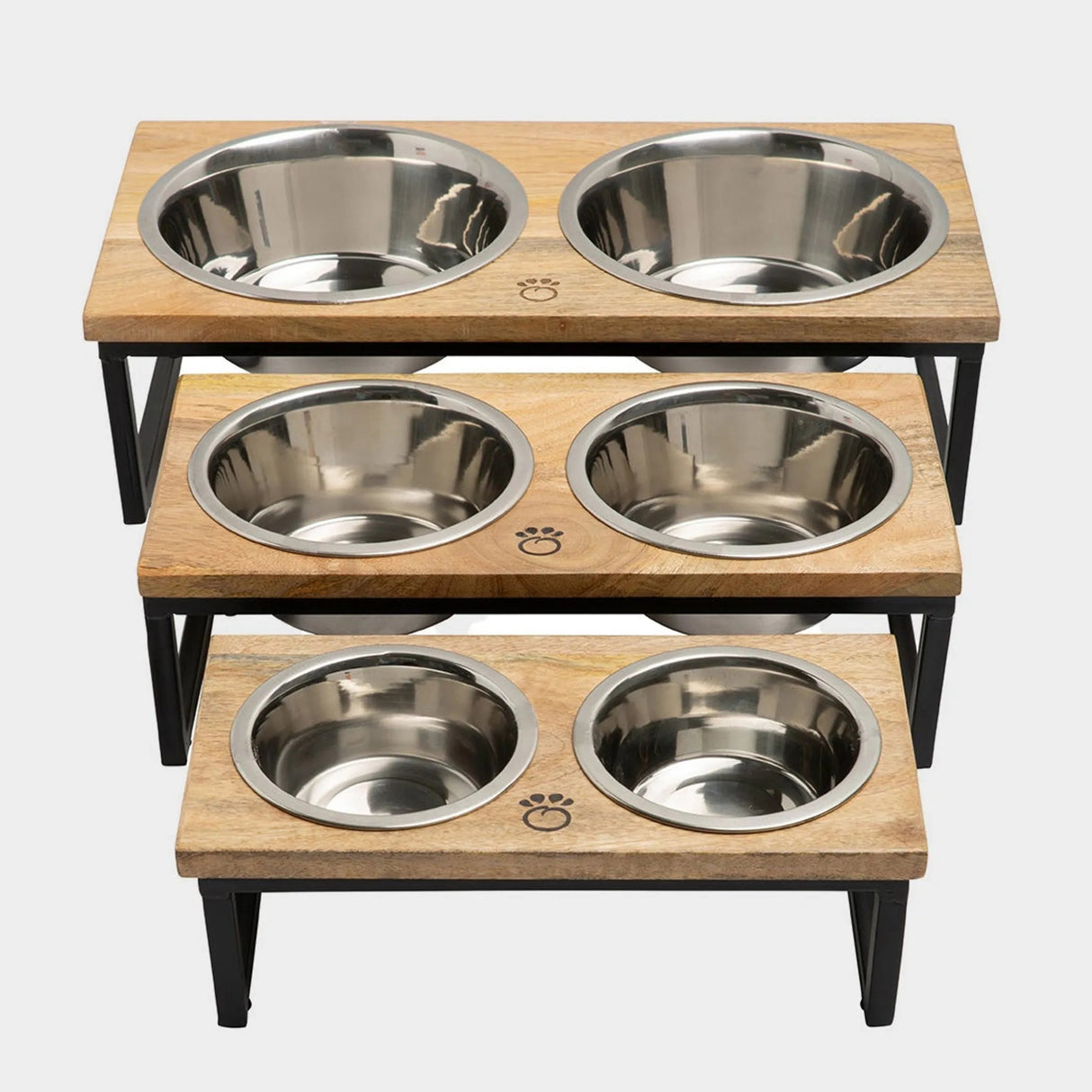 GF Pet Wood & Metal Elevated Feeder | Food & Water Bowls | pethousekh