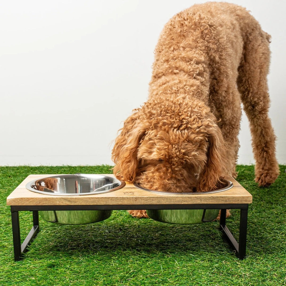 GF Pet Wood & Metal Elevated Feeder | Food & Water Bowls | pethousekh