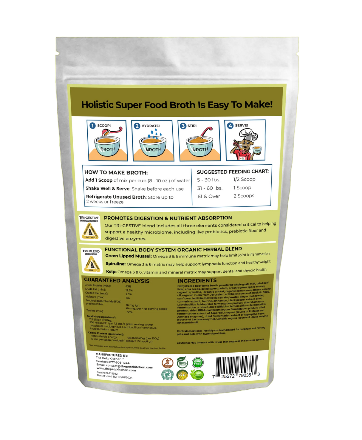Goats Milk + Bone Broth Green Max Blend* Omega 3 & 6 Vitamin & Mineral Support* The Petz Kitchen Dog & Cat | Animal Vitamins & Supplements | pethousekh