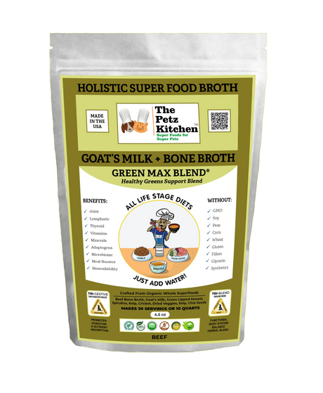Goats Milk + Bone Broth Green Max Blend* Omega 3 & 6 Vitamin & Mineral Support* The Petz Kitchen Dog & Cat | Animal Vitamins & Supplements | pethousekh