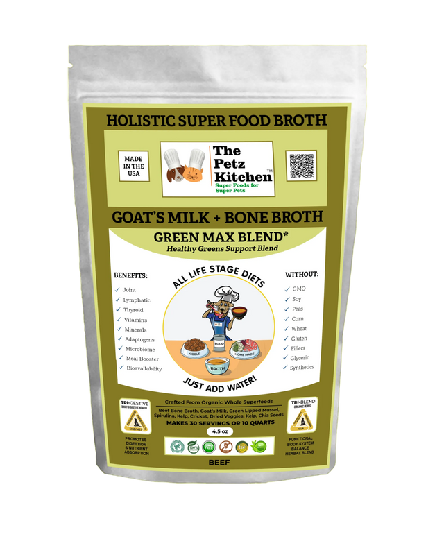 Goats Milk + Bone Broth Green Max Blend* Omega 3 & 6 Vitamin & Mineral Support* The Petz Kitchen Dog & Cat | Animal Vitamins & Supplements | pethousekh