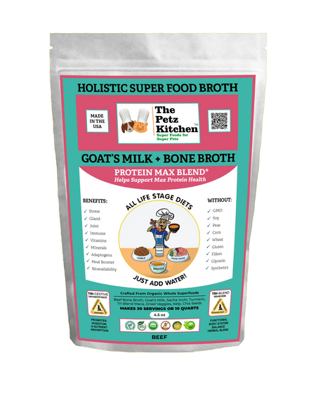 Goats Milk & Bone Broth Protein Max Blend* Stress, Gland, Joint & Immune Support* The Petz Kitchen Broth | Animal Vitamins & Supplements | pethousekh