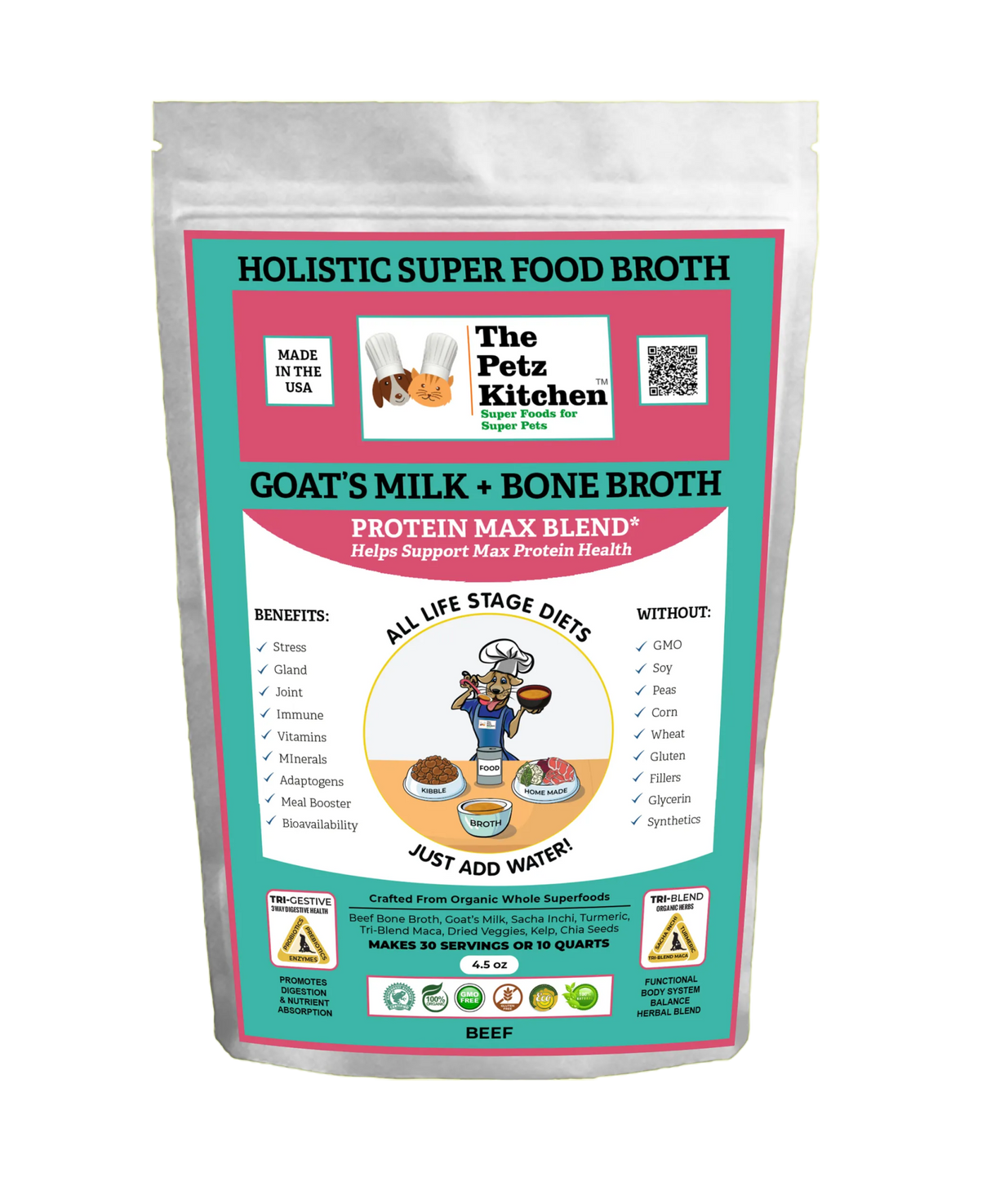 Goats Milk & Bone Broth Protein Max Blend* Stress, Gland, Joint & Immune Support* The Petz Kitchen Broth | Animal Vitamins & Supplements | pethousekh