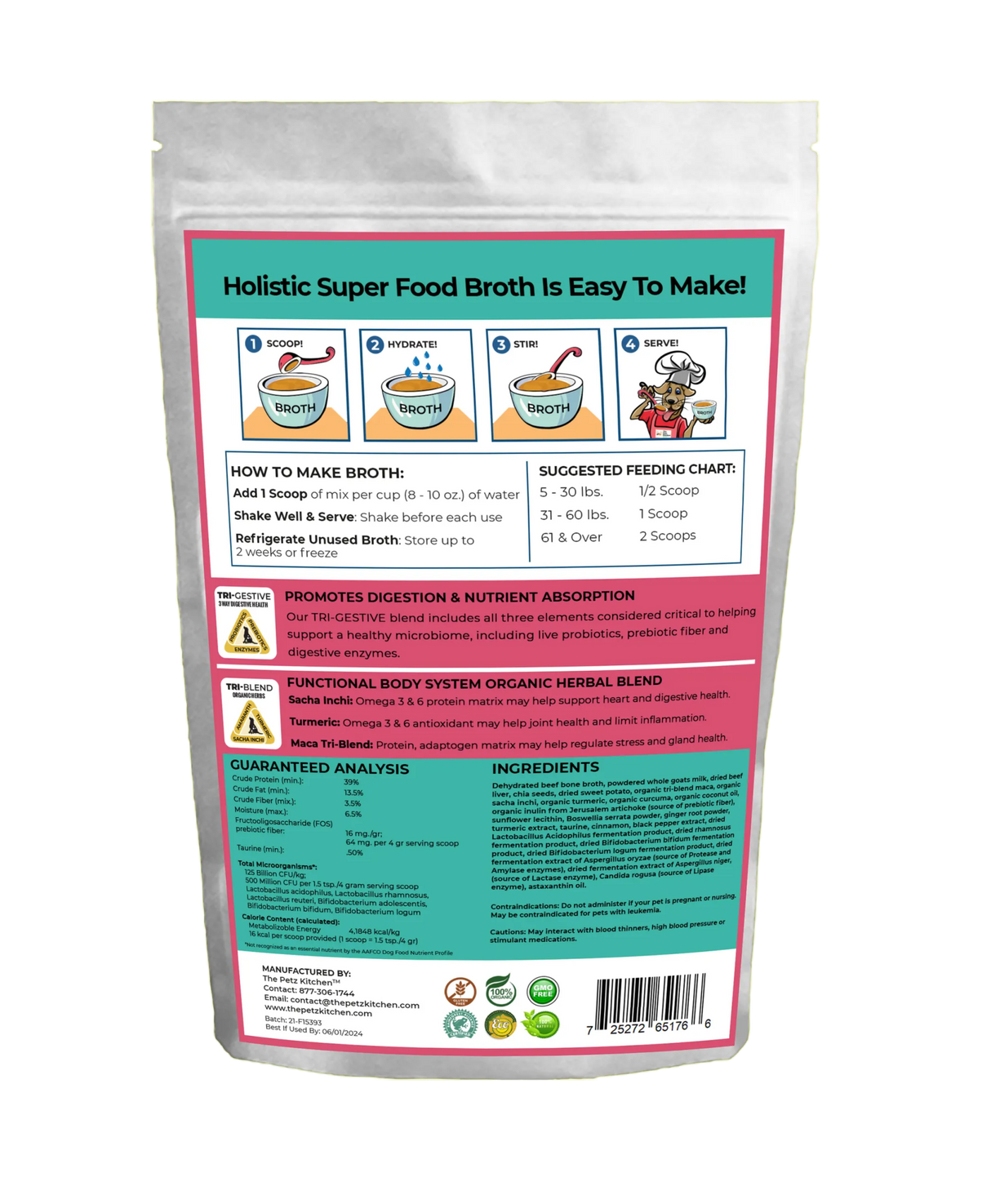 Goats Milk & Bone Broth Protein Max Blend* Stress, Gland, Joint & Immune Support* The Petz Kitchen Broth | Animal Vitamins & Supplements | pethousekh