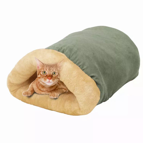 GOOPAWS 4 in 1 Self Warming Burrow Cat Bed, Pet Hideway Sleeping Cuddle Cave | Cat Beds | pethousekh