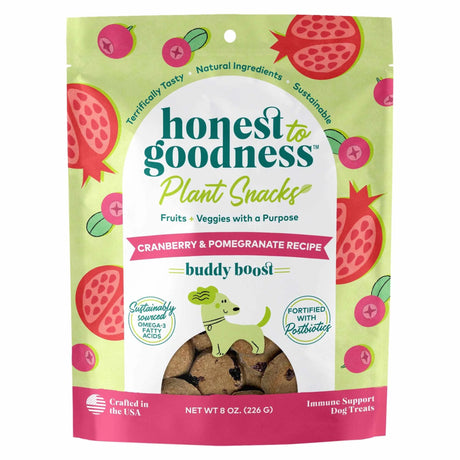 Honest To Goodness(TM) Plant Snacks Buddy Boost Cranberry & Pomegranate Recipe Dog Treats 8oz | Biscuits & Crunchy Treats | pethousekh