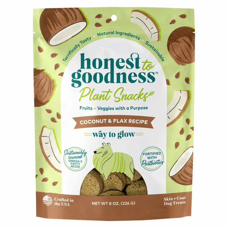 Honest To Goodness(TM) Plant Snacks Way to Glow Coconut & Flax Recipe Dog Treats 8oz | Biscuits & Crunchy Treats | pethousekh