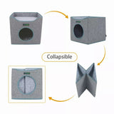 JESPET Foldable Cat Condo, Cat Cube House & Sleepping Bed with Lying Surface and 2 Reversible Cushions, Cat Hiding Place, Cat Cave, Linenette Fabric, Felt and Engineered Wood, Scratch Resista | Cat Beds | pethousekh