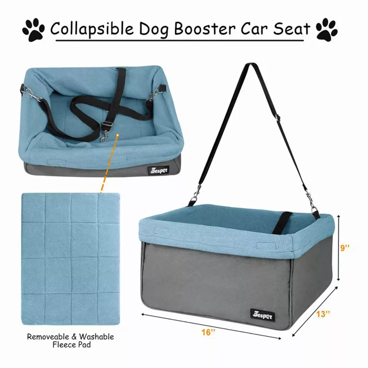 JESPET & GOOPAWS Dog Booster Seats for Cars, Portable Dog Car Seat Travel Carrier with Seat Belt for 24lbs Pets | Pet Carriers | pethousekh