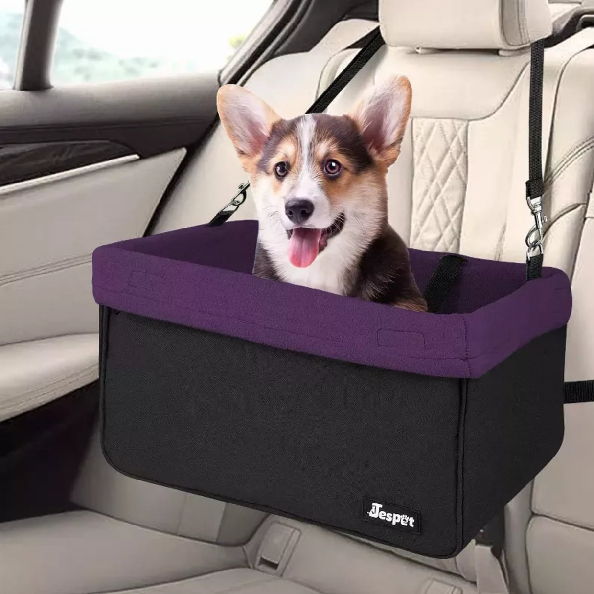 JESPET & GOOPAWS Dog Booster Seats for Cars, Portable Dog Car Seat Travel Carrier with Seat Belt for 24lbs Pets | Pet Carriers | pethousekh