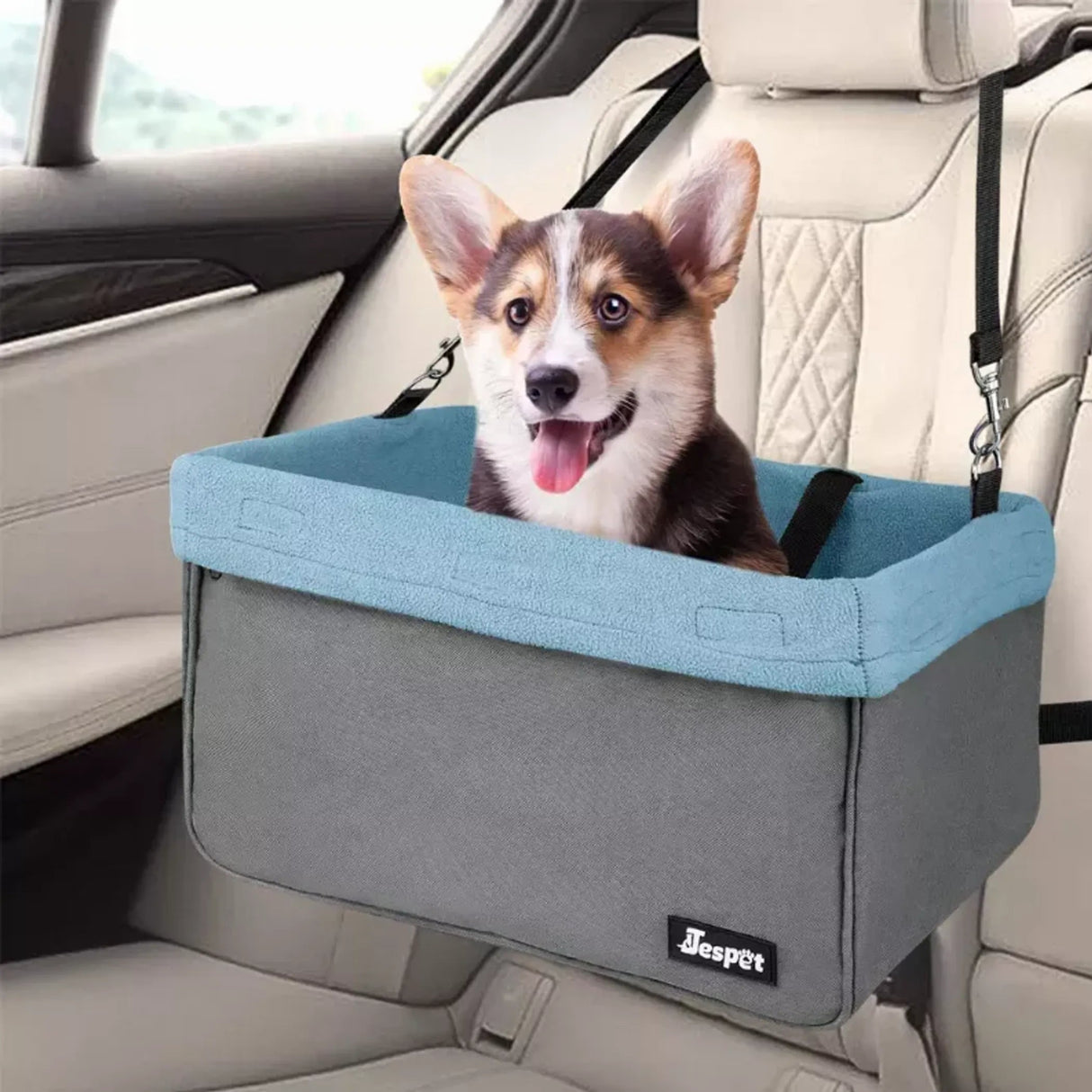 JESPET & GOOPAWS Dog Booster Seats for Cars, Portable Dog Car Seat Travel Carrier with Seat Belt for 24lbs Pets | Pet Carriers | pethousekh