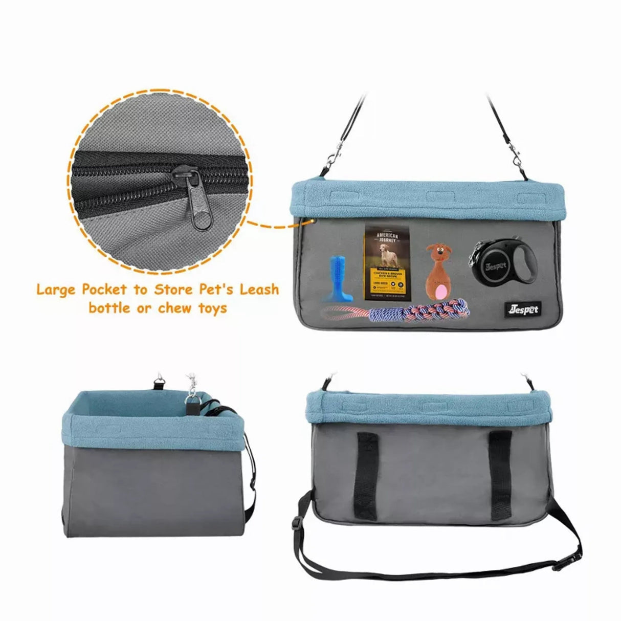 JESPET & GOOPAWS Dog Booster Seats for Cars, Portable Dog Car Seat Travel Carrier with Seat Belt for 24lbs Pets | Pet Carriers | pethousekh
