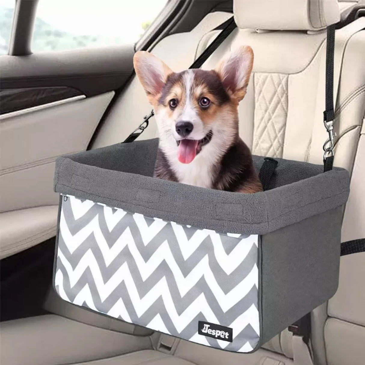 JESPET & GOOPAWS Dog Booster Seats for Cars, Portable Dog Car Seat Travel Carrier with Seat Belt for 24lbs Pets | Pet Carriers | pethousekh