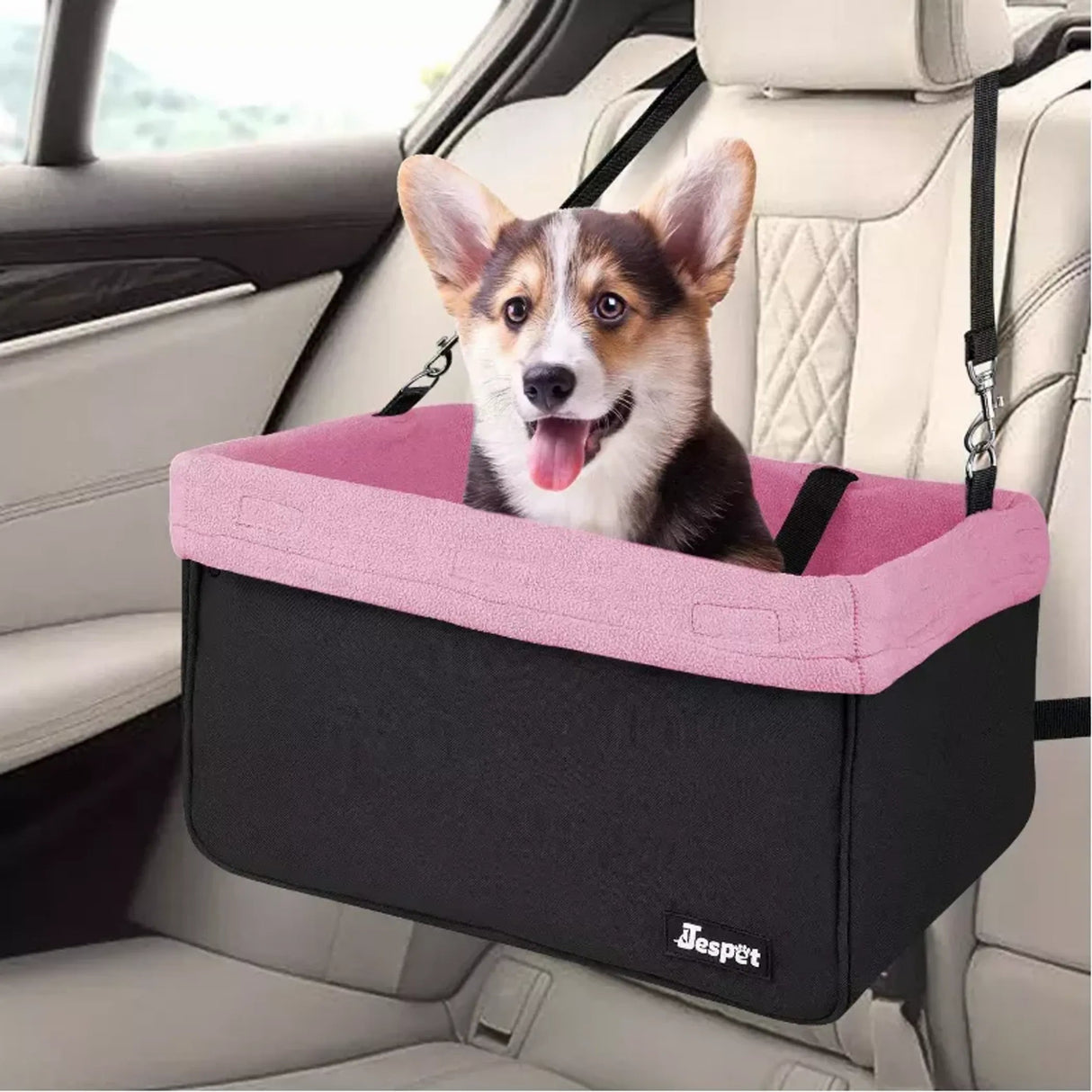 JESPET & GOOPAWS Dog Booster Seats for Cars, Portable Dog Car Seat Travel Carrier with Seat Belt for 24lbs Pets | Pet Carriers | pethousekh