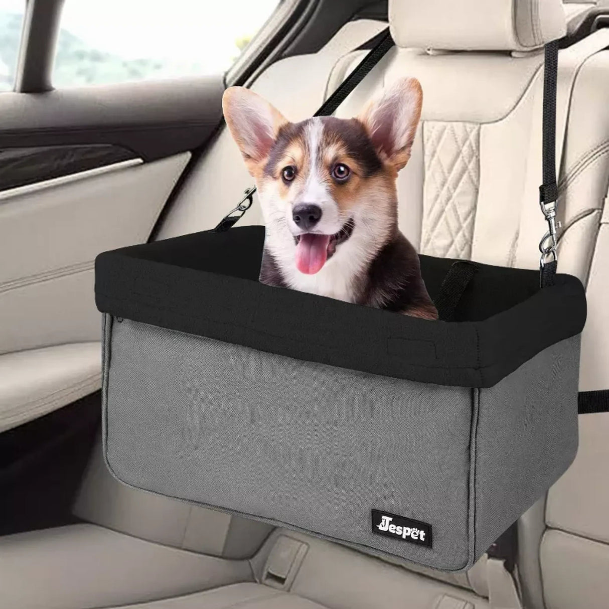 JESPET & GOOPAWS Dog Booster Seats for Cars, Portable Dog Car Seat Travel Carrier with Seat Belt for 24lbs Pets | Pet Carriers | pethousekh