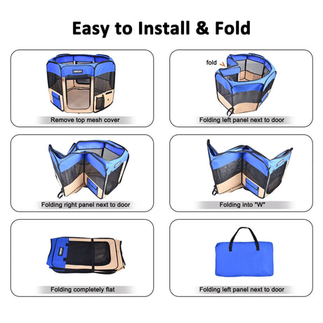 JESPET Portable Dog Playpens 36 - 61 Inch Soft Kennel | Pet Carriers | pethousekh