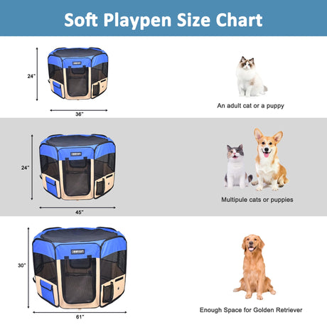 JESPET Portable Dog Playpens 36 - 61 Inch Soft Kennel | Pet Carriers | pethousekh