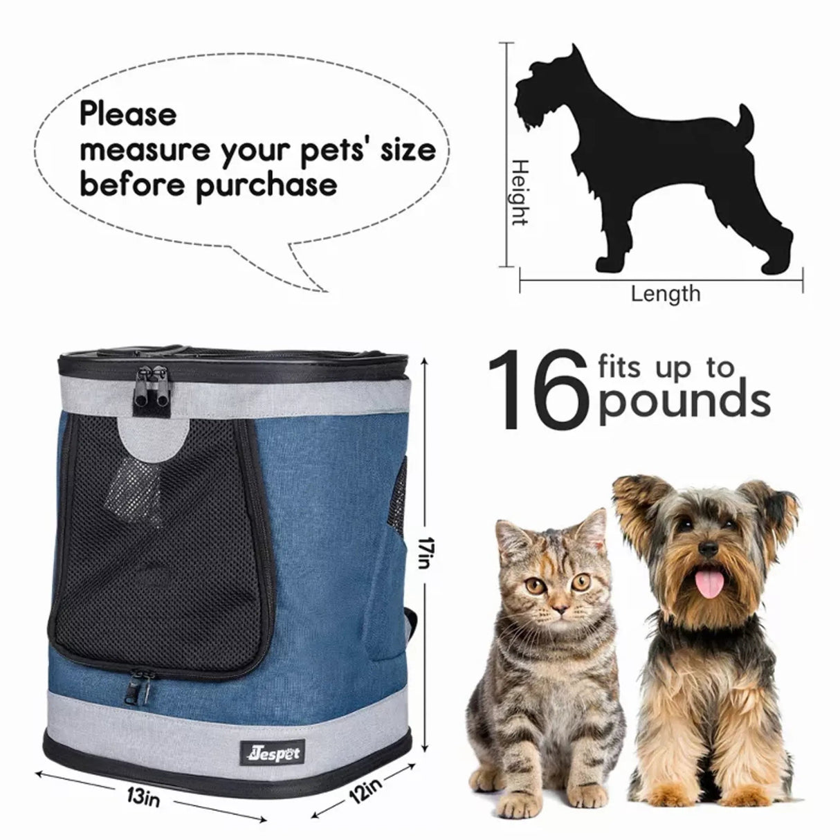 JESPET Soft Pet Backpack Carrier for Small Dogs, Travel Essential | Pet Carriers | pethousekh