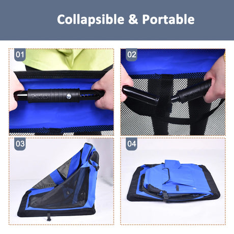 JESPET Soft Pet Crates Kennel, 3 Door Soft Sided Folding Travel Pet Carrier with Straps and Fleece Mat for Dogs, Cats, Rabbits, Indoor/Outdoor Use with Grey, Blue & Beige, Black | Pet Carriers | pethousekh